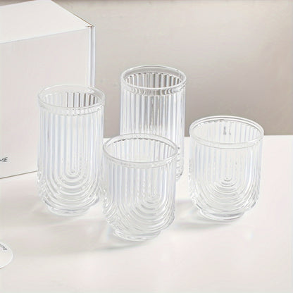 8-Piece Vintage Glassware Set - Highball & Rocks Glasses, Stripes