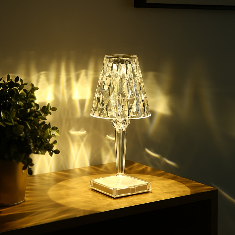 Touch-Control 3-Color Space-Themed Crystal Table Lamp