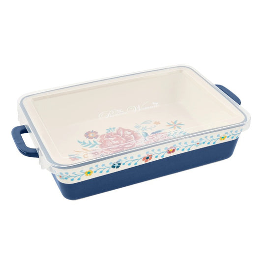 Floral 7" x 10" Ceramic Baking Dish with Lid