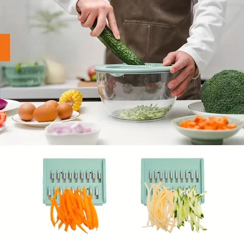 5.3QT Salad Spinner & Slicer – Vegetable Dryer, Grater & Mixing Bowl Set