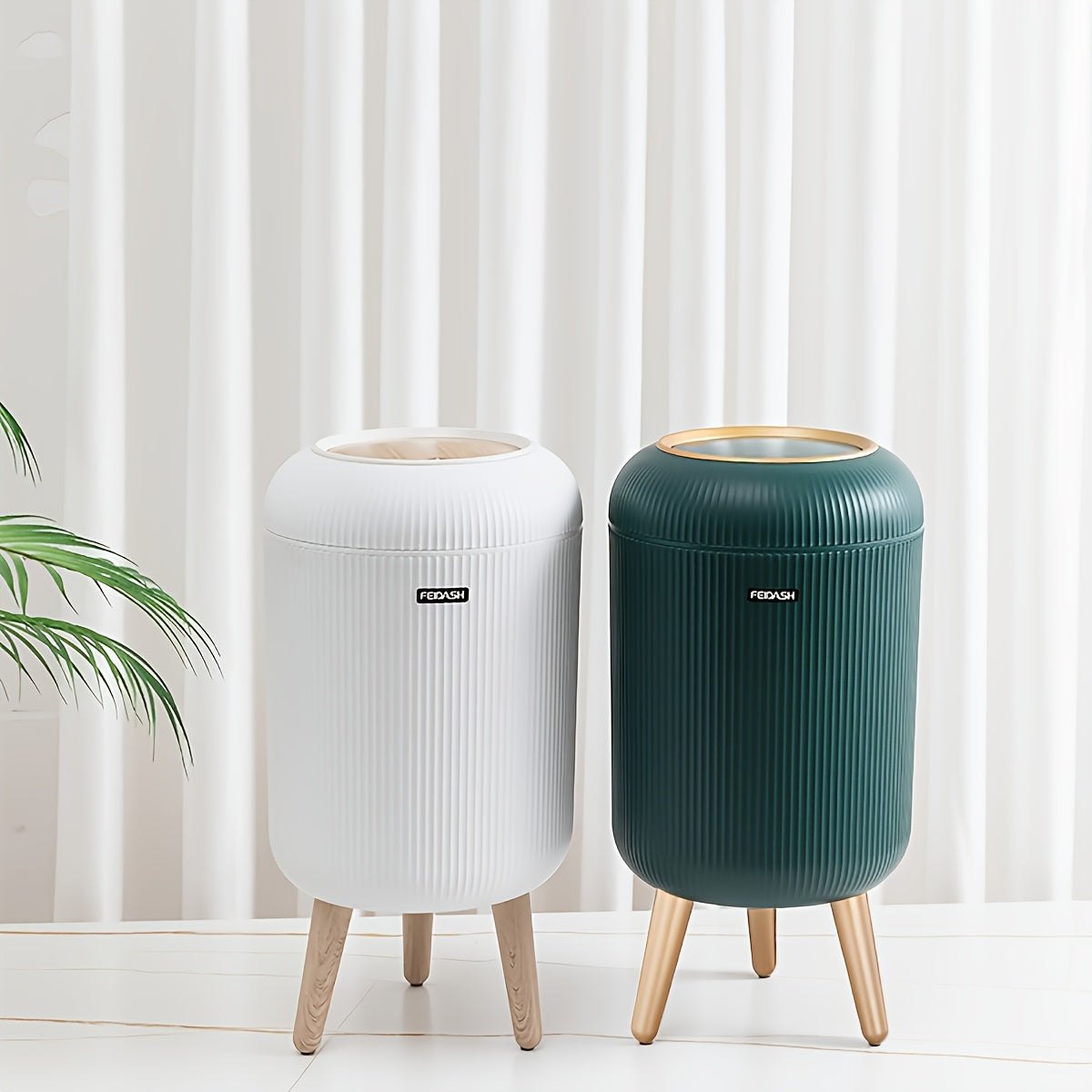 10L Elegant Plastic Trash Can with Legs for Home & Office Use