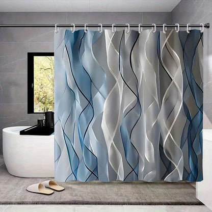 Waterproof Shower Curtain Set with Hooks & Non-Slip Bath Mats