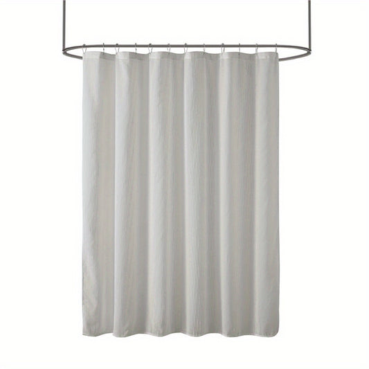 Elegant 72x72" Sheer Grey Shower Curtain - Striped Texture, Washable