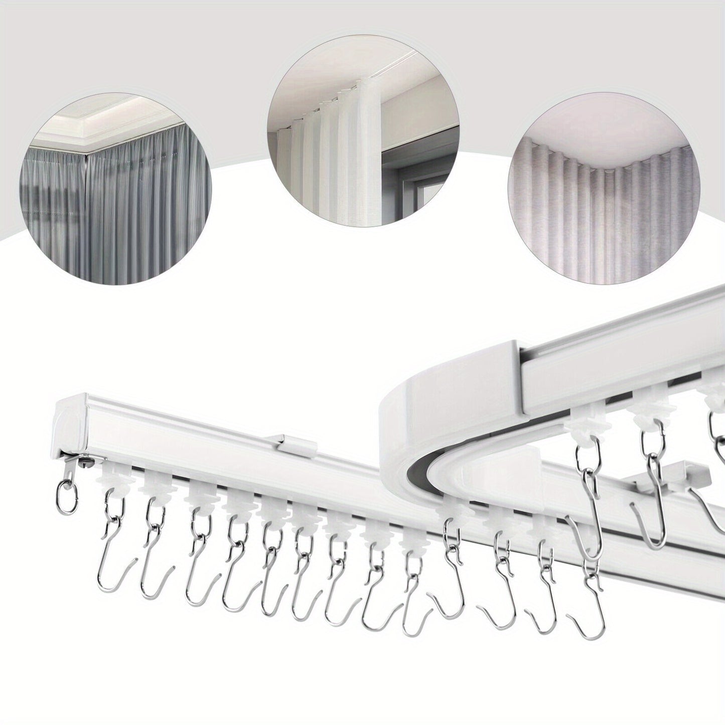 Room Divider Ceiling Curtain Track Set - 12-18ft Aluminum Alloy