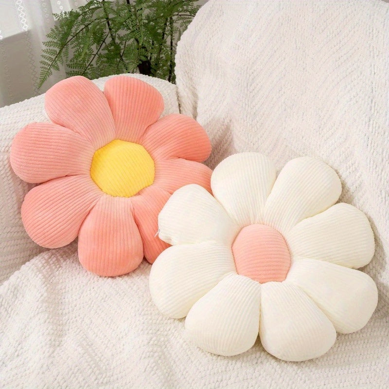 Flower-Shaped Throw Pillows - Cute Pink & White Decorative Cushions