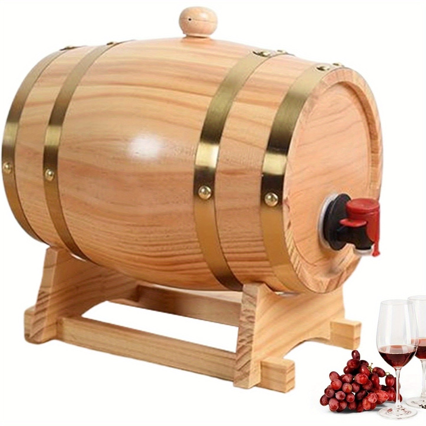 Oak Whiskey Barrel Dispenser - Wood Aging Barrel for Spirits & Wine