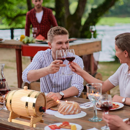 Oak Whiskey Barrel Dispenser - Wood Aging Barrel for Spirits & Wine