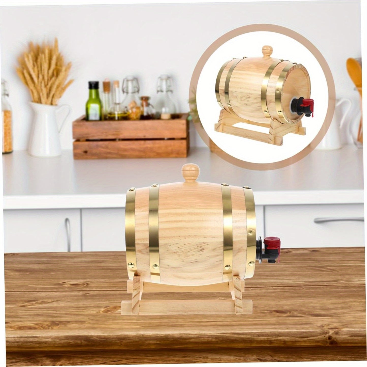 Oak Whiskey Barrel Dispenser - Wood Aging Barrel for Spirits & Wine