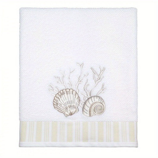 Avanti Destin Vintage Shell & Coral Bath Towel - Soft & Embroidered