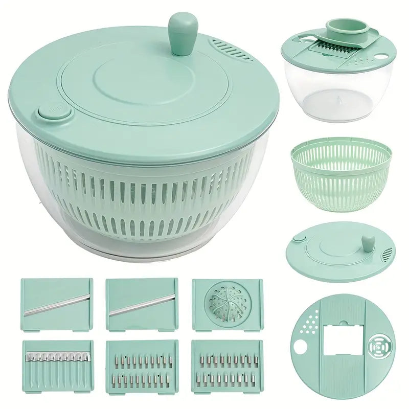 5.3QT Salad Spinner & Slicer – Vegetable Dryer, Grater & Mixing Bowl Set