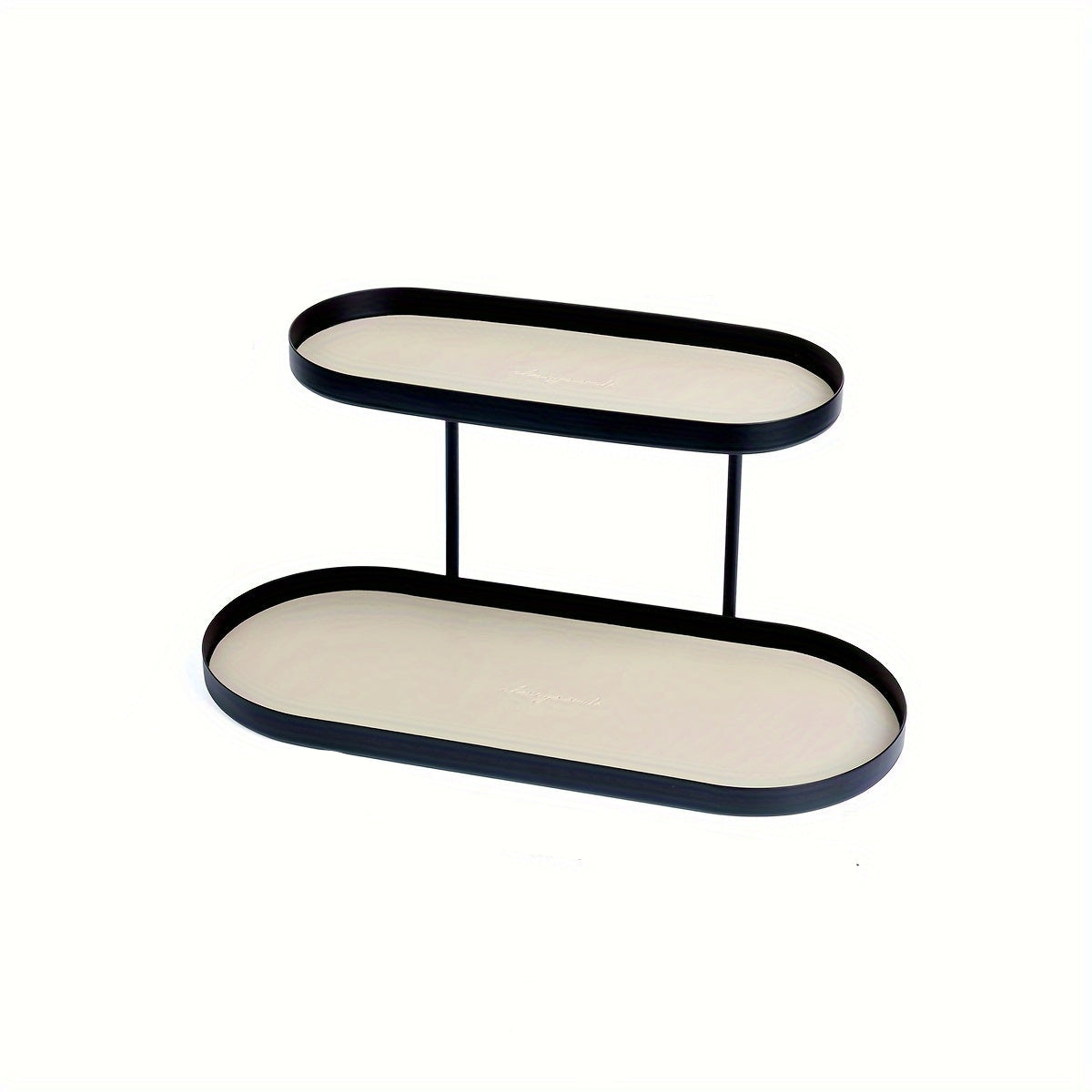 Double-Layer Chic Metal Oval Storage Rack - Stylish Organizer for Home