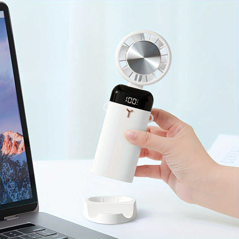 Portable Handheld Turbo Fan - USB Rechargeable, 3 Speeds, 180° Adjustable