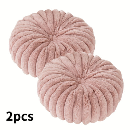 Cozy Soft Plush Round Throw Pillows - Modern Home Decor (2pcs)