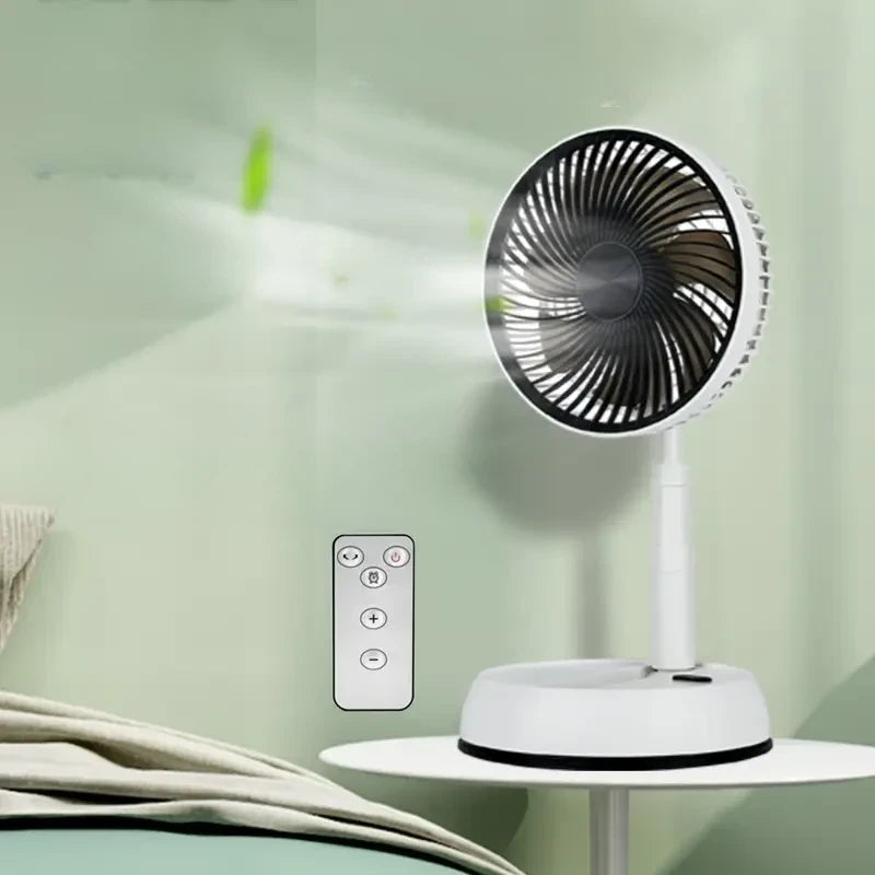 Portable Metal Floor Fan with Remote - Rechargeable & Oscillating