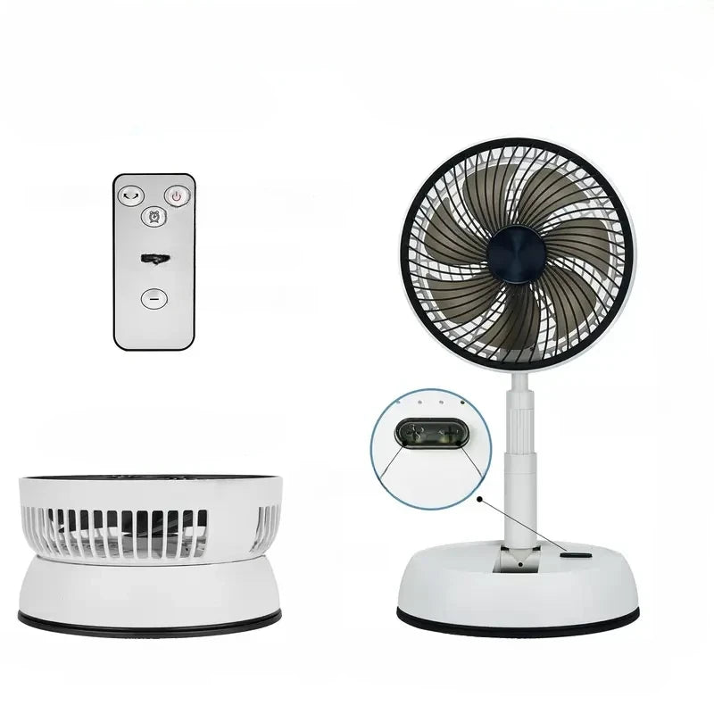 Portable Metal Floor Fan with Remote - Rechargeable & Oscillating