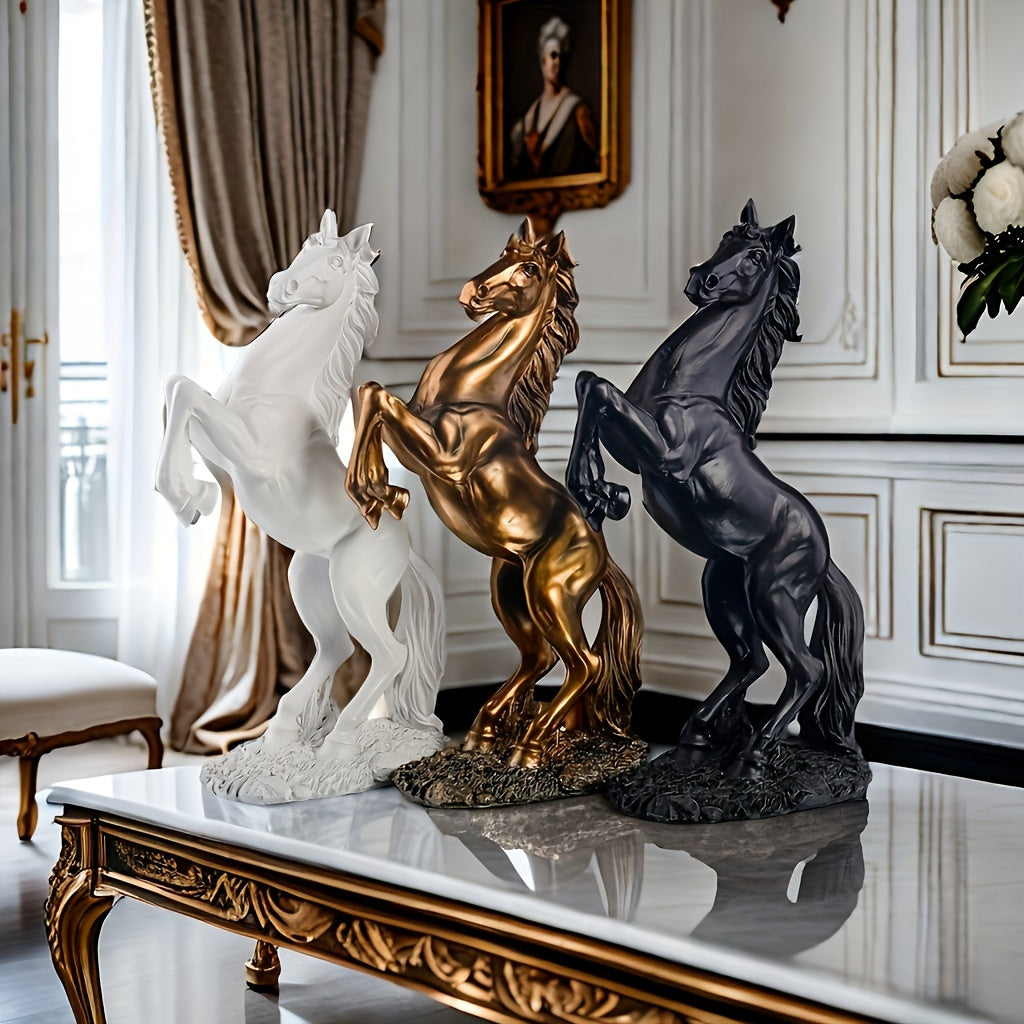 Elegant Black & Copper Resin Horse Statue for Home Decor