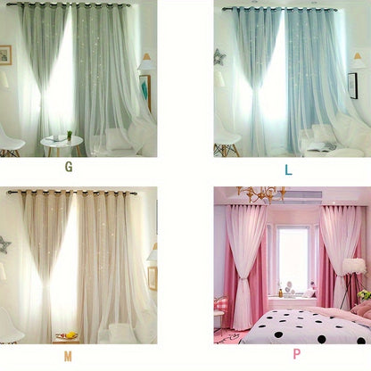 Premium Blackout Curtains 2Pcs - Star Pattern, 100x200cm