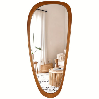 Elegant Teardrop Wooden Frame Mirror for Modern Home Decor