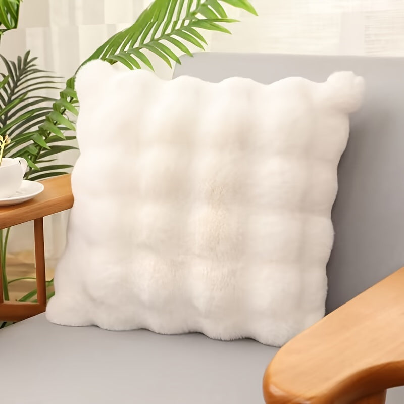 Scandinavian Luxury Rabbit Fur Bubble Pillow - Soft & Stylish Decor