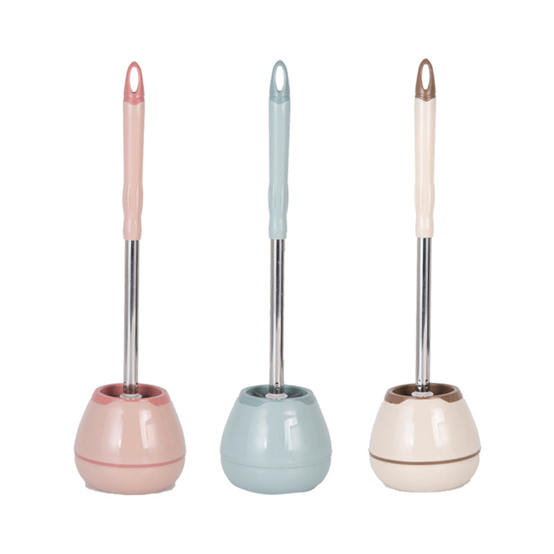 3pcs Soft Hair Toilet Brush Set with Base & Long Handle Cleaning