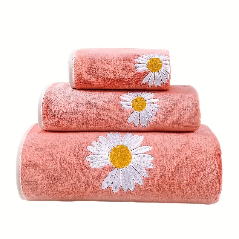 Soft Coral Velvet Towel Set - Absorbent Bath & Hand Towels