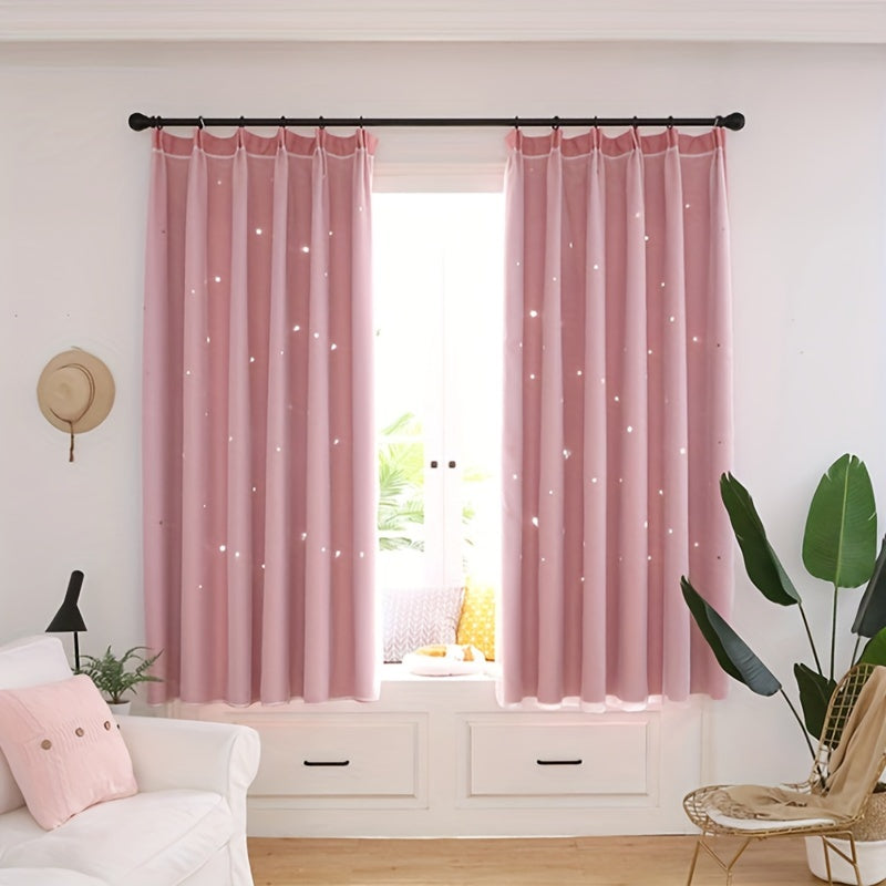 Premium Blackout Curtains 2Pcs - Star Pattern, 100x200cm