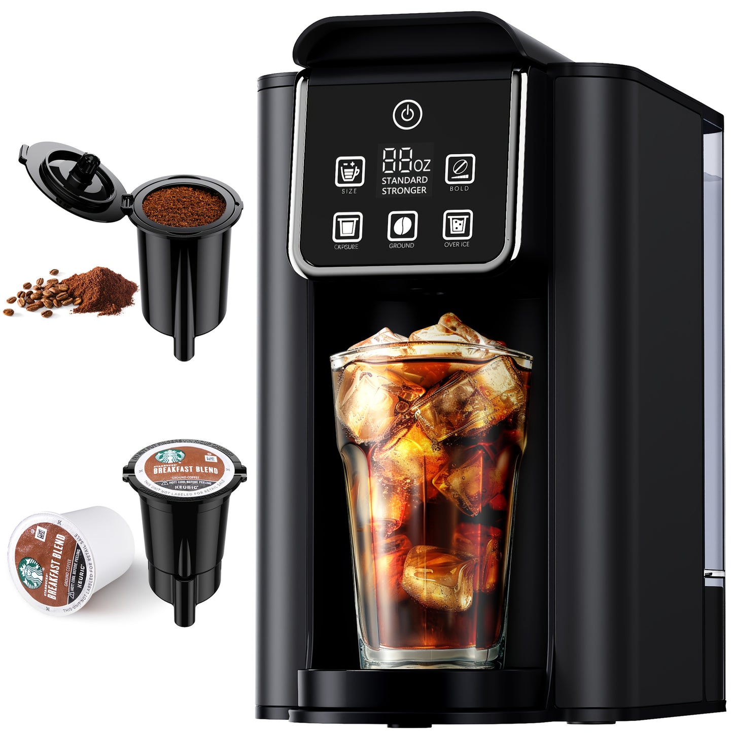 KIDISLE Touchscreen Single Serve Coffee Maker - 50oz Stainless Steel