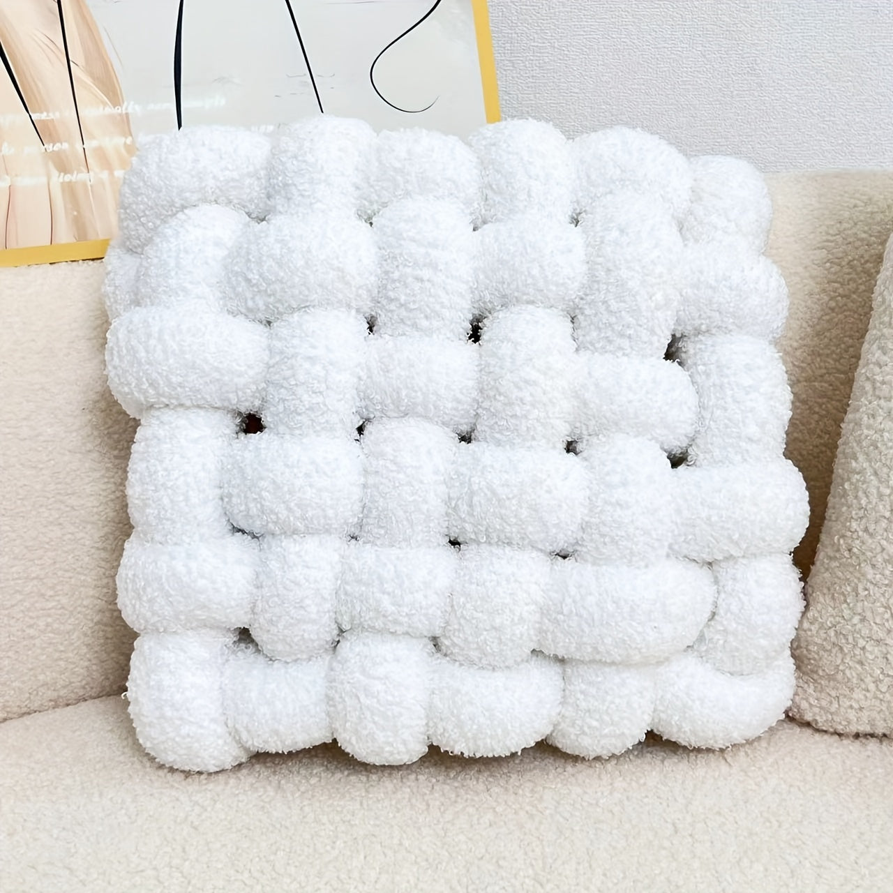 Soft Plush Knotted Throw Pillow - Minimalist Geometric Cushion