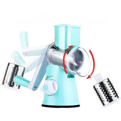 Non-Slip Rotary Cheese Grater – Hand Crank Shredder with 3 Blades