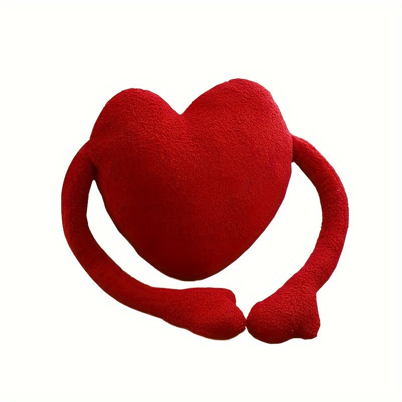 Plush Red Heart-Shaped Velvet Pillow - Soft Cushion for Home Decor