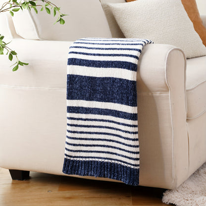 Navy Blue Chenille Throw Blanket - Soft & Cozy for All Seasons