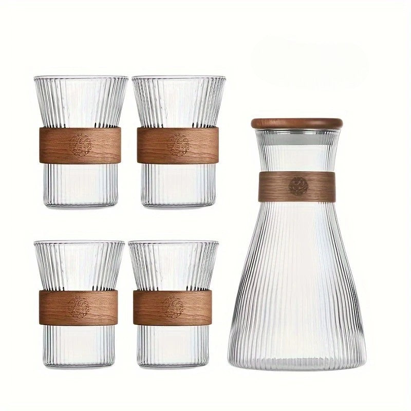 5-Piece High Borosilicate Glass Pitcher & Tumblers Set - Large Capacity