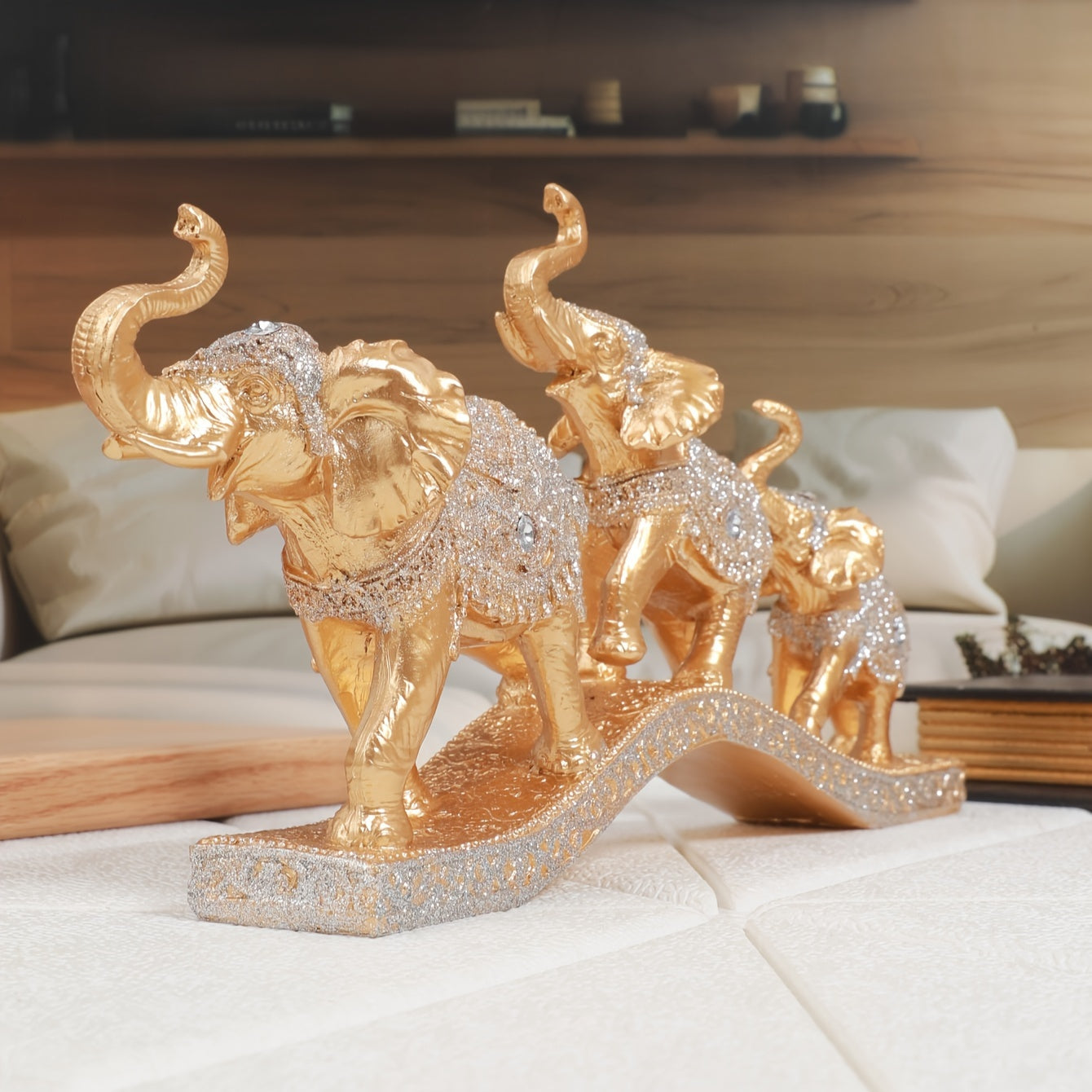 Tuoyuanjia Resin Elephant Figurines - Set of 3 for Home Decor