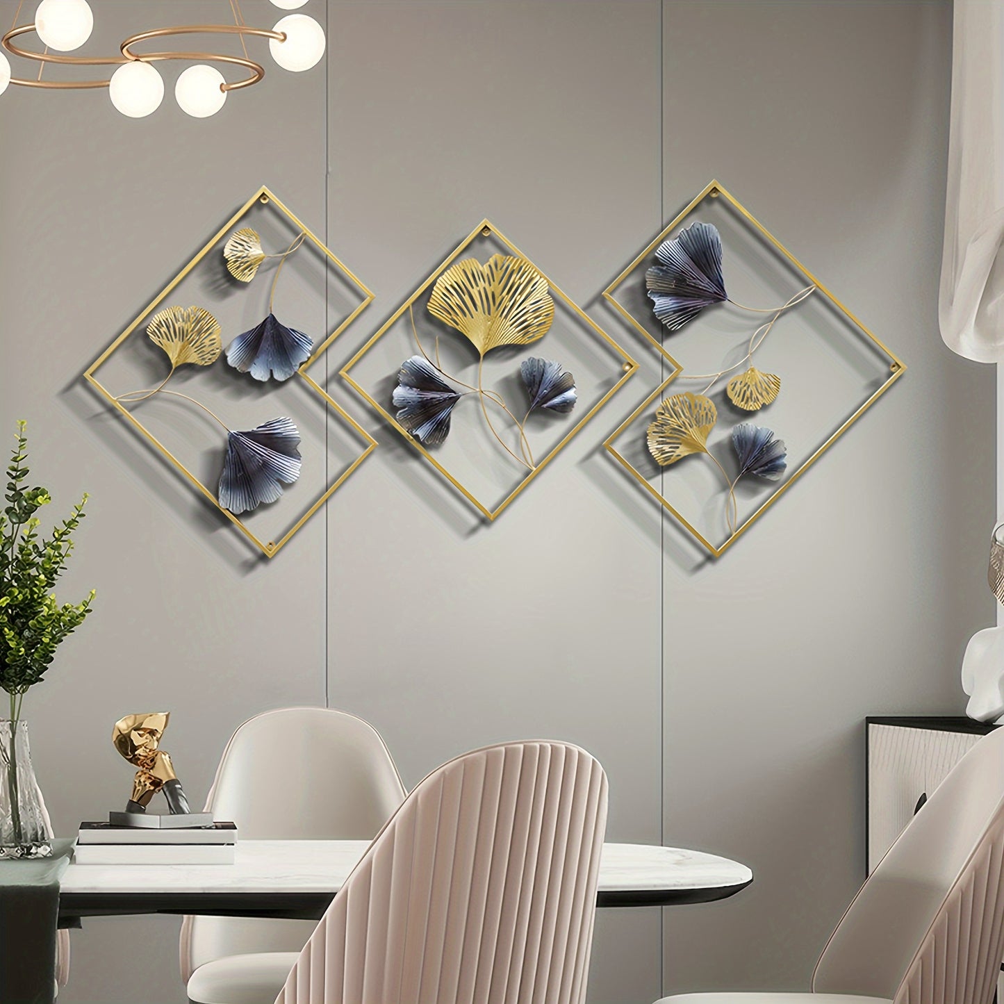 Ginkgo Metal Wall Art - Elegant 3pcs Decor for Home & Office