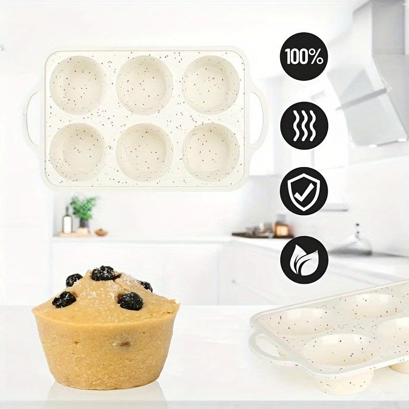 6-Cup Non-Stick Silicone Muffin Pan - BPA-Free, Oven Safe