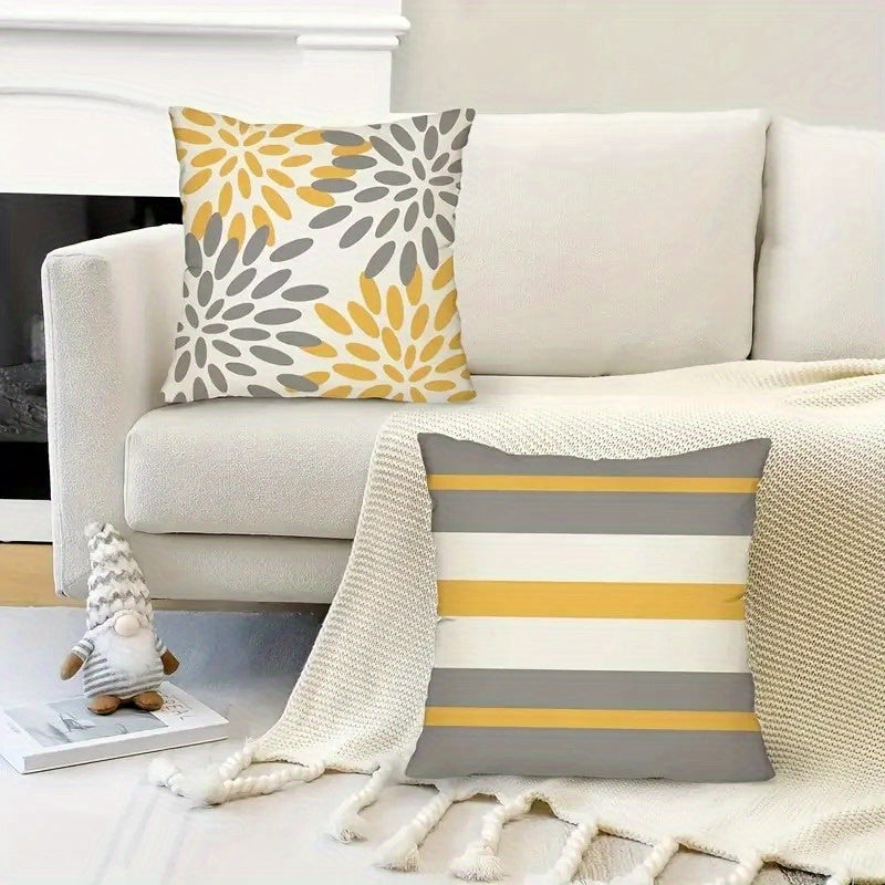 4pcs Contemporary Woven Throw Pillow Covers - Machine Washable