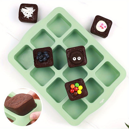 Silicone Brownie Pan Set - 12-Cavity Non-Stick Baking Molds