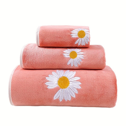 Soft Coral Velvet Towel Set - Absorbent Bath & Hand Towels