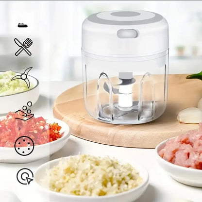 USB Portable Mini Garlic Chopper – 250ml Electric Cordless Food Grinder