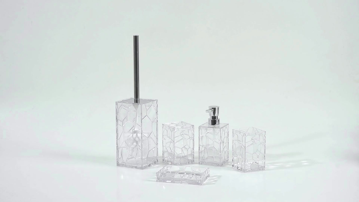 Transparent Acrylic Bathroom Accessory Set - 5-Piece Essentials