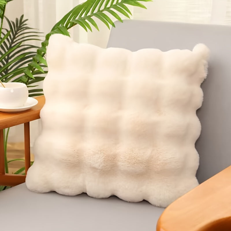 Scandinavian Luxury Rabbit Fur Bubble Pillow - Soft & Stylish Decor