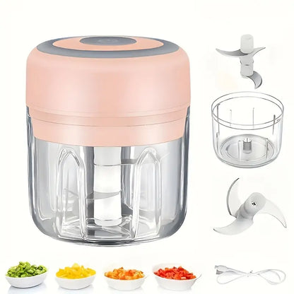 USB Portable Mini Garlic Chopper – 250ml Electric Cordless Food Grinder