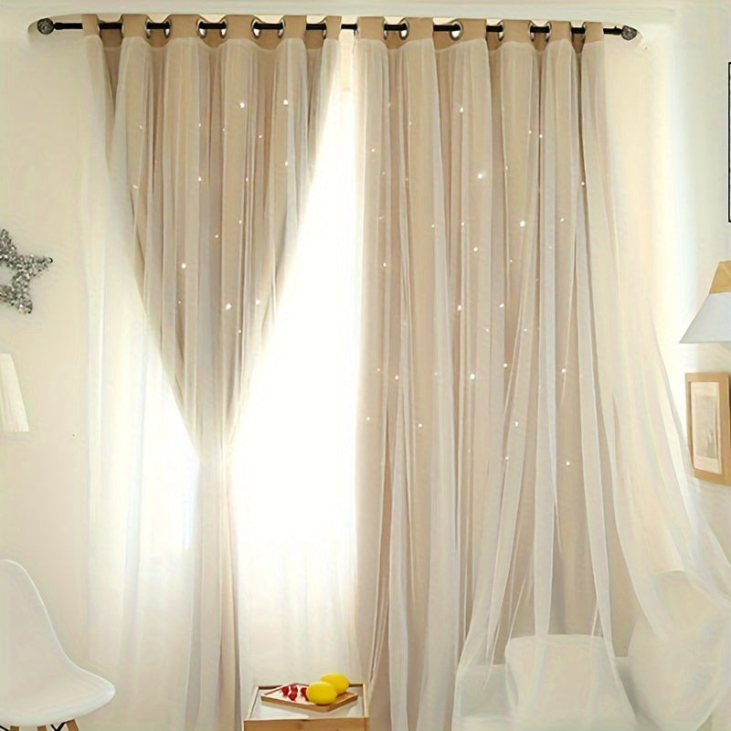 Premium Blackout Curtains 2Pcs - Star Pattern, 100x200cm