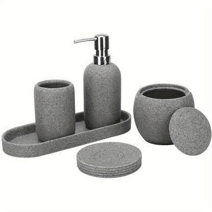 Natural Gray Stone 5-Piece Bathroom Set