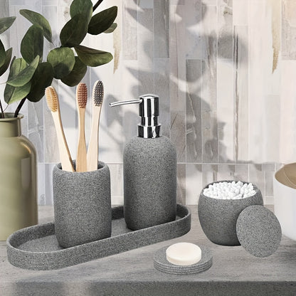 Natural Gray Stone 5-Piece Bathroom Set