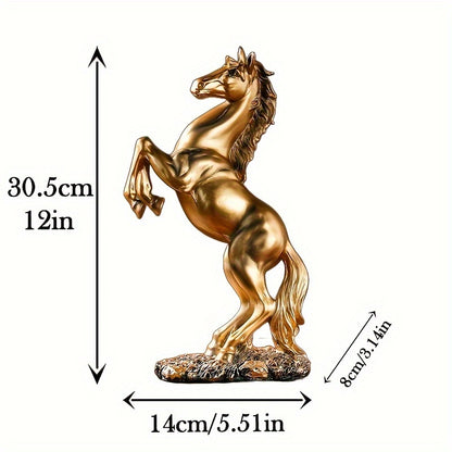 Elegant Black & Copper Resin Horse Statue for Home Decor