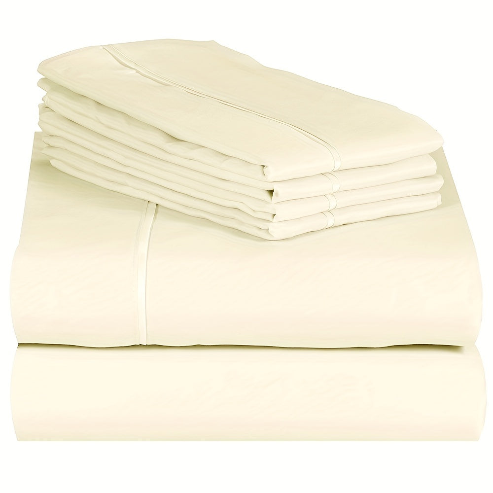 Luxury 4/6pcs Fitted Sheet Set - Soft, Stain Resistant Bedding