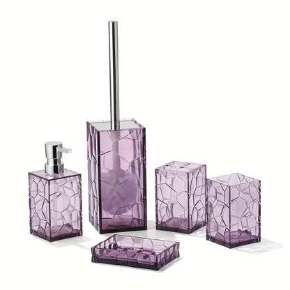 Transparent Acrylic Bathroom Accessory Set - 5-Piece Essentials