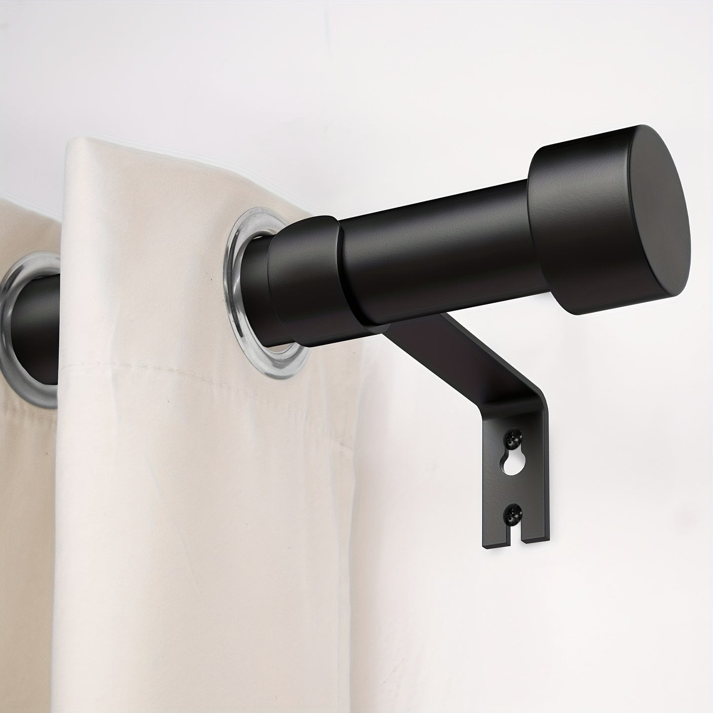 Heavy Duty Black Curtain Rod - Adjustable 1" Drapery Rod