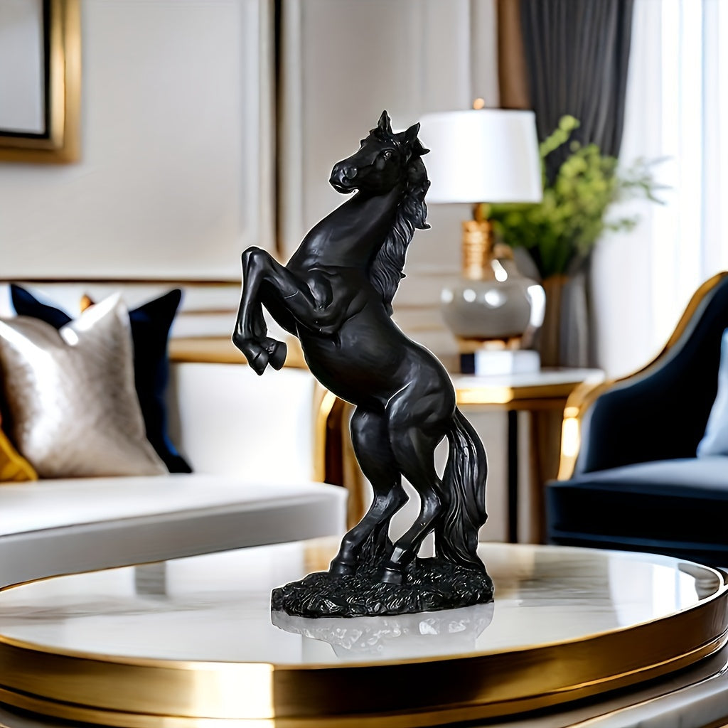 Elegant Black & Copper Resin Horse Statue for Home Decor